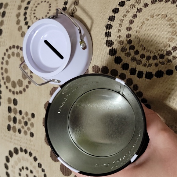 Metal tin container cow themed black n white piggy bank canister - Picture 5 of 6